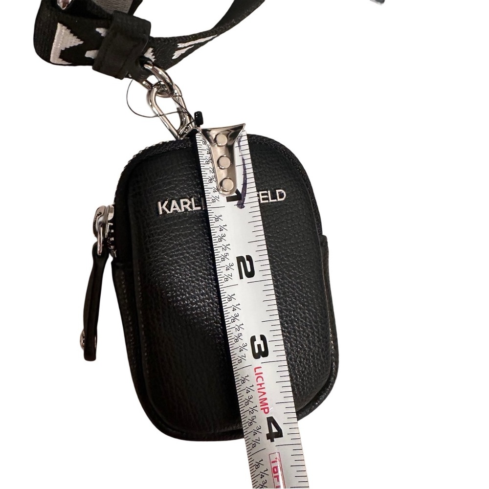 Karl Lagerfeld Camera Bag Black Crossbody Black & White Logo Strap Charms Paris - Picture 15 of 17